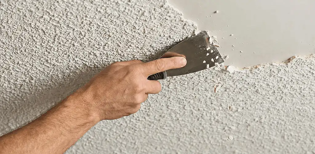 Popcorn ceiling removal scraping off textured ceiling finish in Columbus, OH
