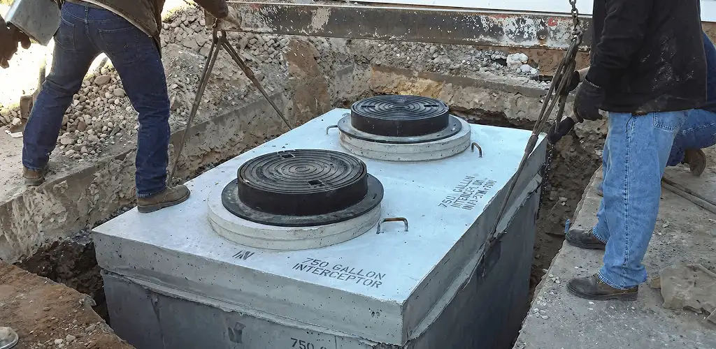 Grease trap installation for a commercial property drainage system in Columbus, OH