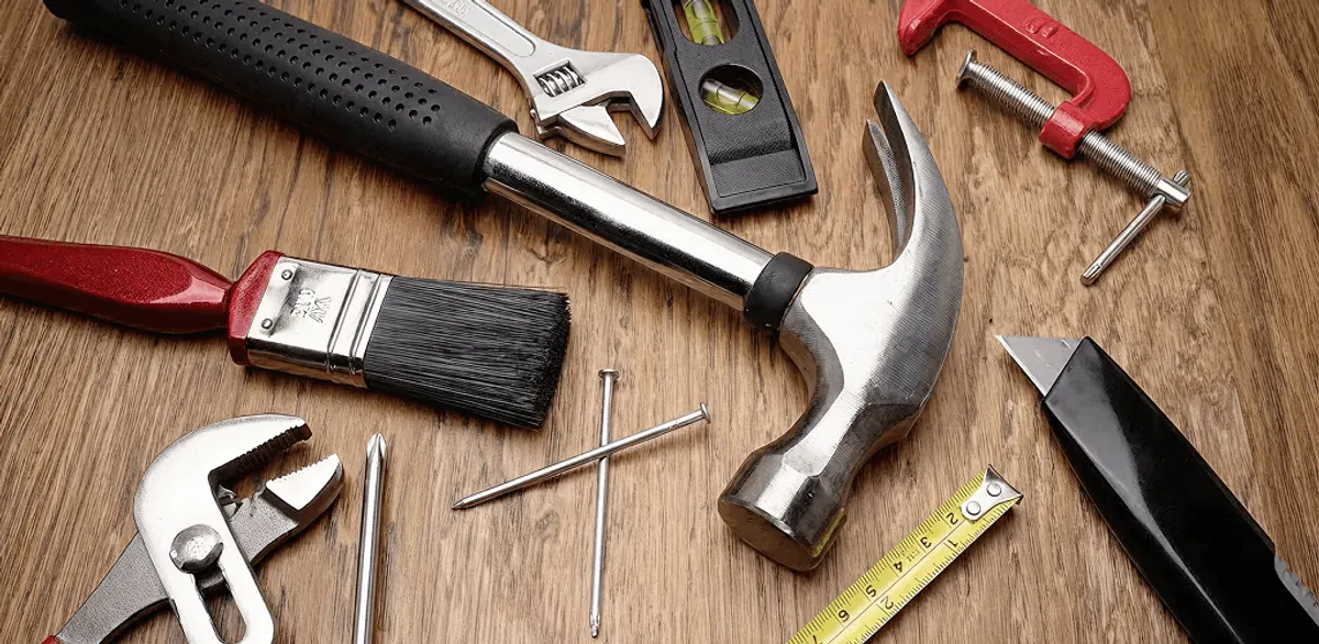 Handyman tools laid out for home repair and maintenance work in Columbus, OH