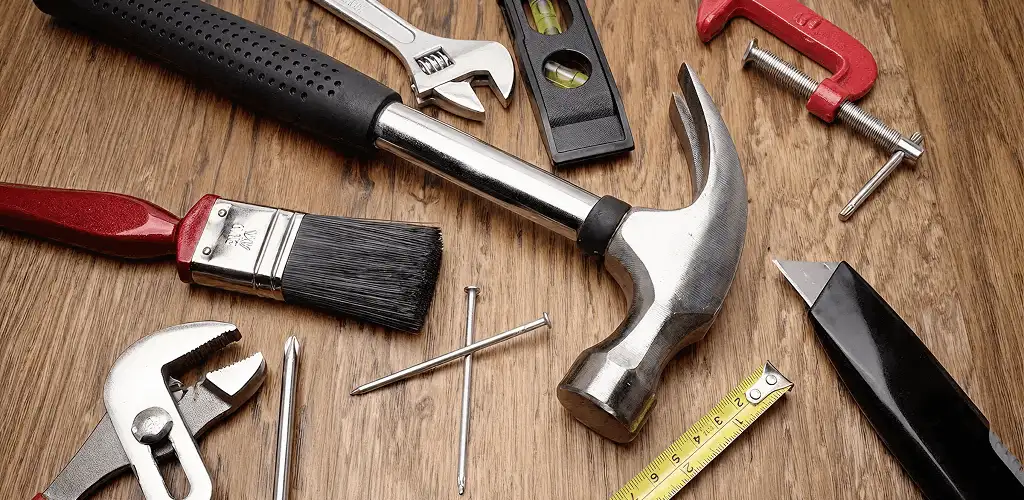 Handyman tools laid out for home repair and maintenance work in Columbus, OH