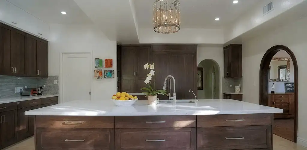 Cabinet refacing project with updated kitchen cabinets and island in Columbus, OH