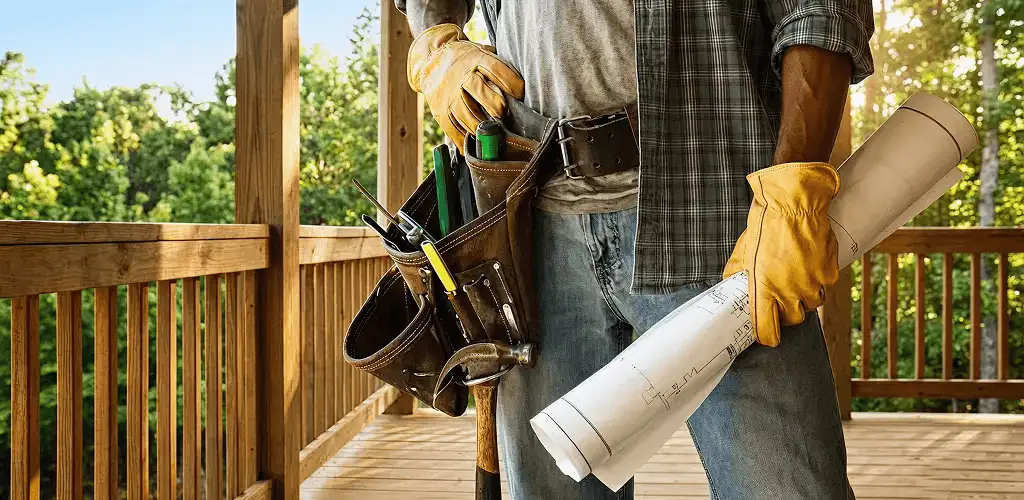 Professional handyman with tool belt ready for home repairs in Columbus, OH