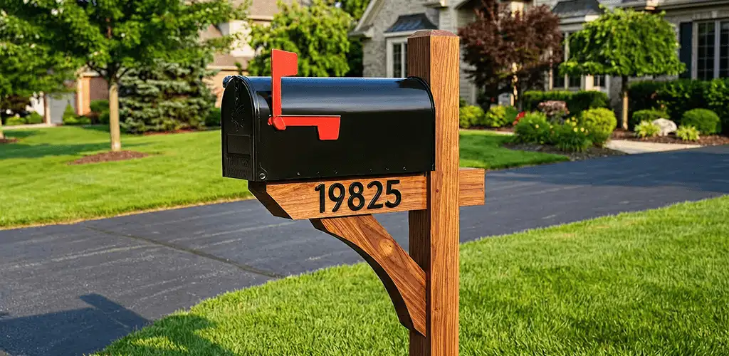 New mailbox installation with post and address number for a home in Columbus, OH