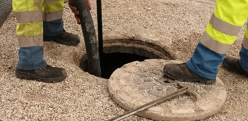 Drain cleaning crew clearing a sewer access point with professional equipment in Columbus, OH