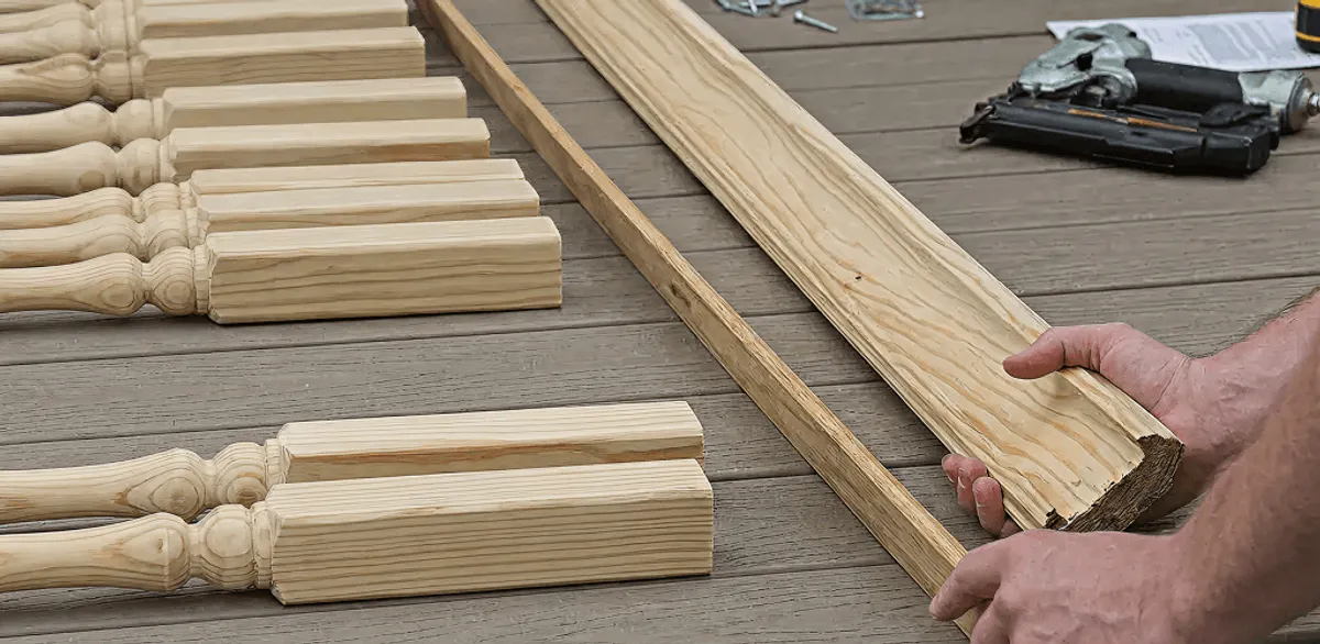 Handrail installation materials and wood components for stair rail work in Columbus, OH