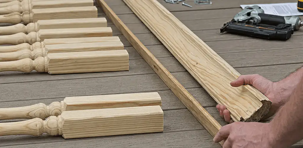 Handrail installation materials and wood components for stair rail work in Columbus, OH